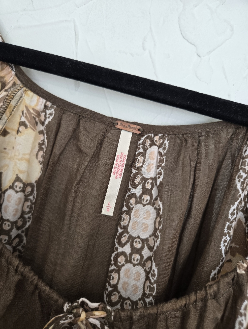 Free People Boho Floral Brown Yellow Elena Top, L - Picture 11 of 12